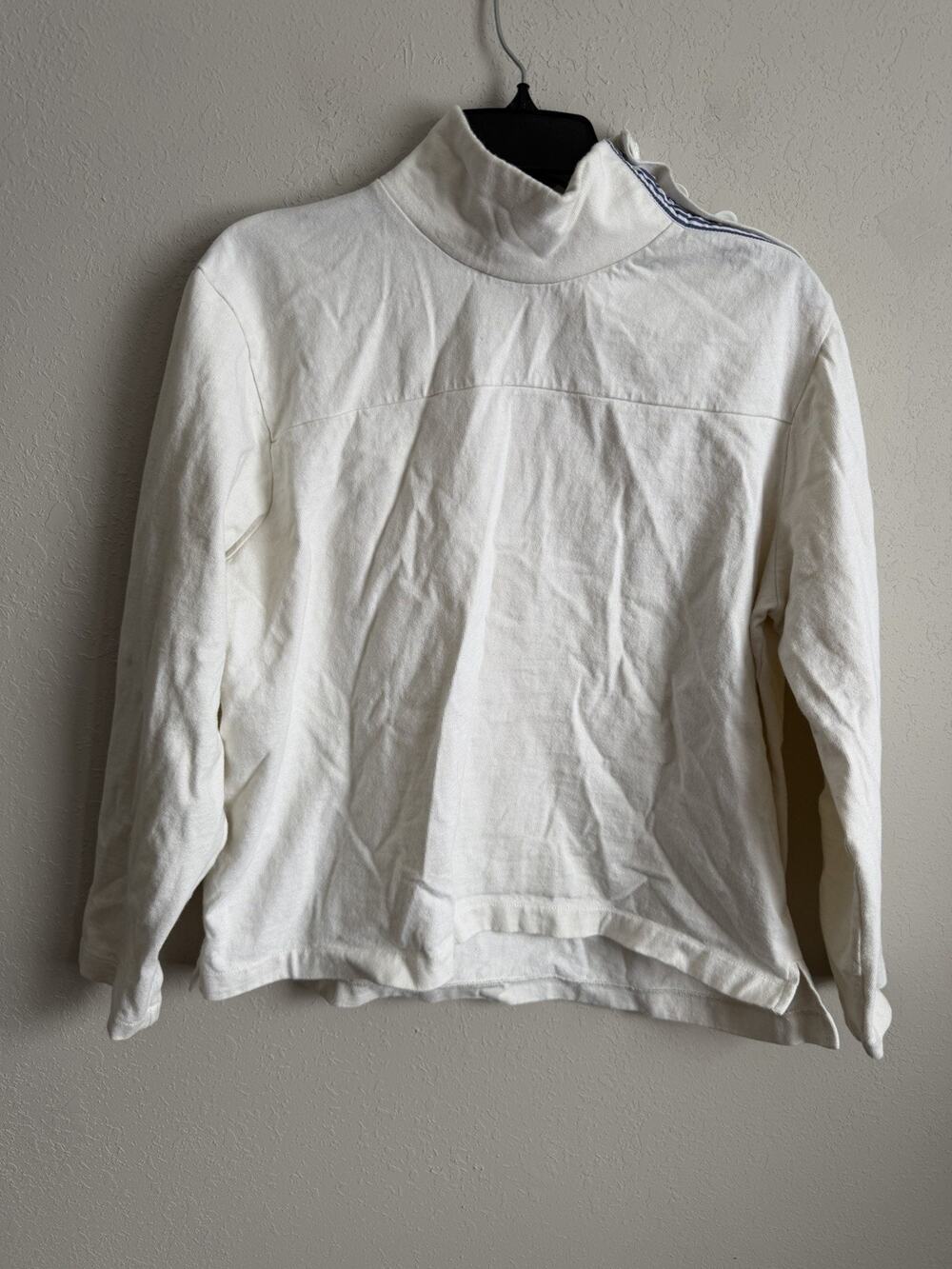 J.Crew Cream Nautical Button Turtleneck Long Sleeve Blouse Womens XL Preppy